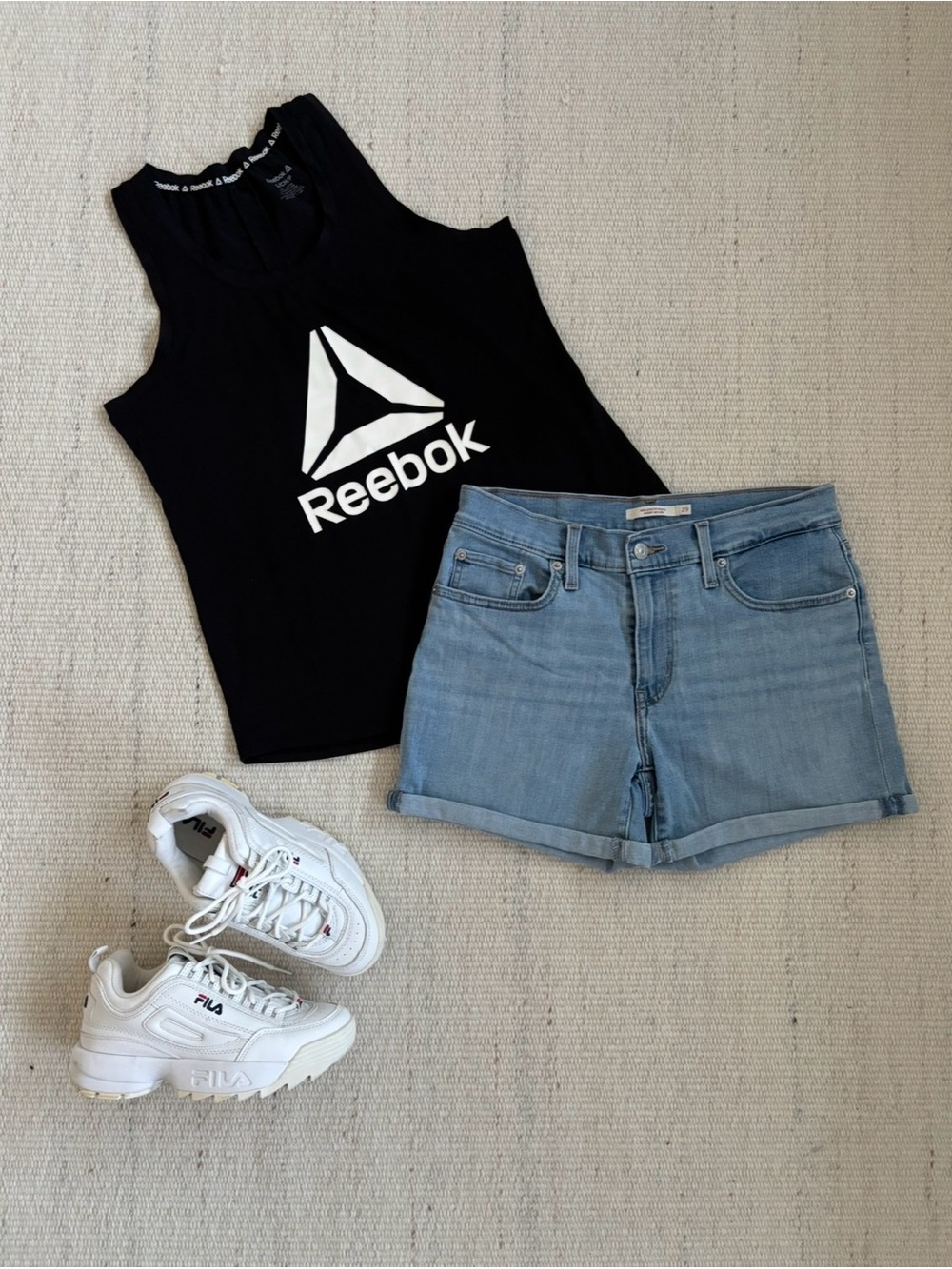 | Reebok | Black Tank Top with White Logo size Small